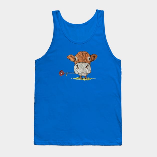 Cute Cow with Flower Tank Top by archiesgirl